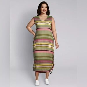 NWT Lane Bryant Striped Side-Tie Midi Dress Size 14/16